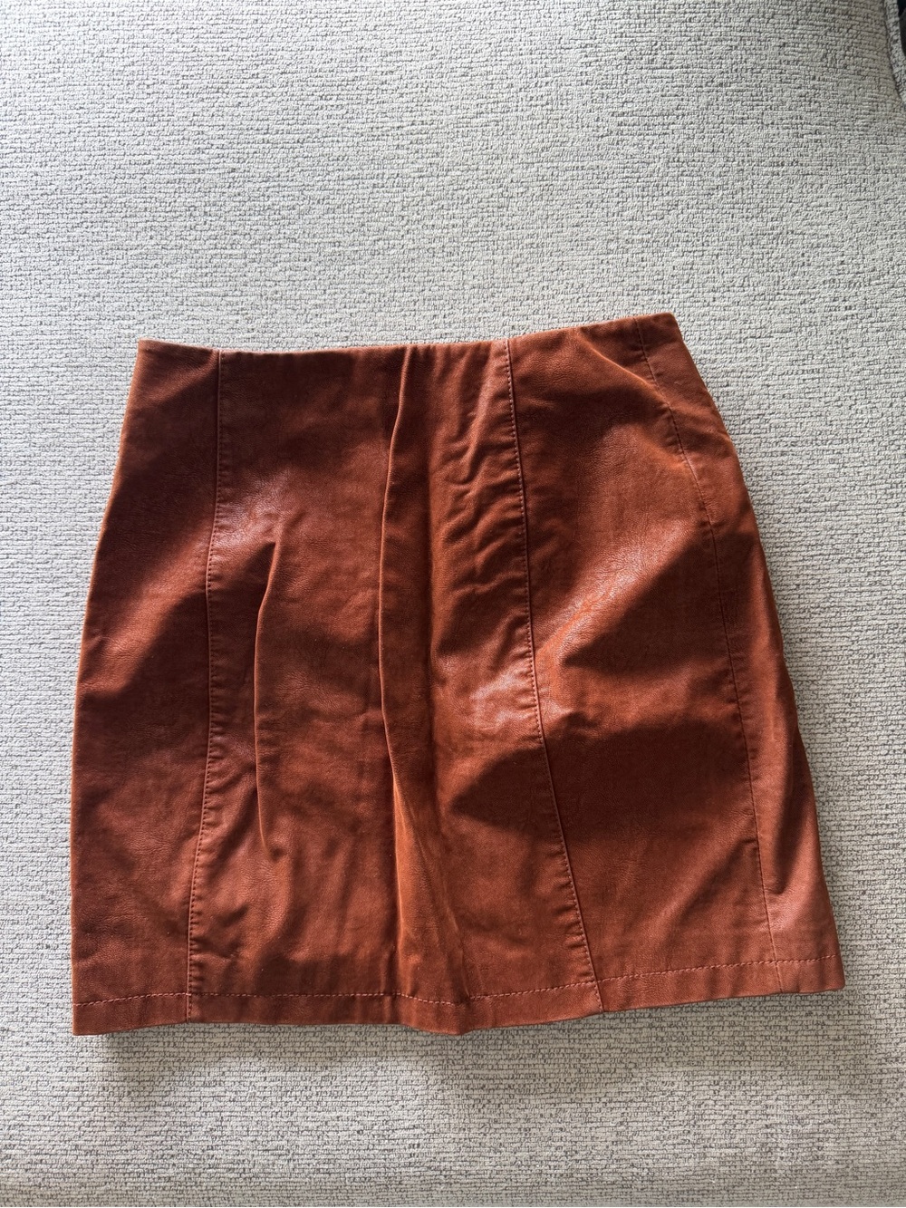 Free People Rust Button-Front Mini Skirt - Picture 2 of 2